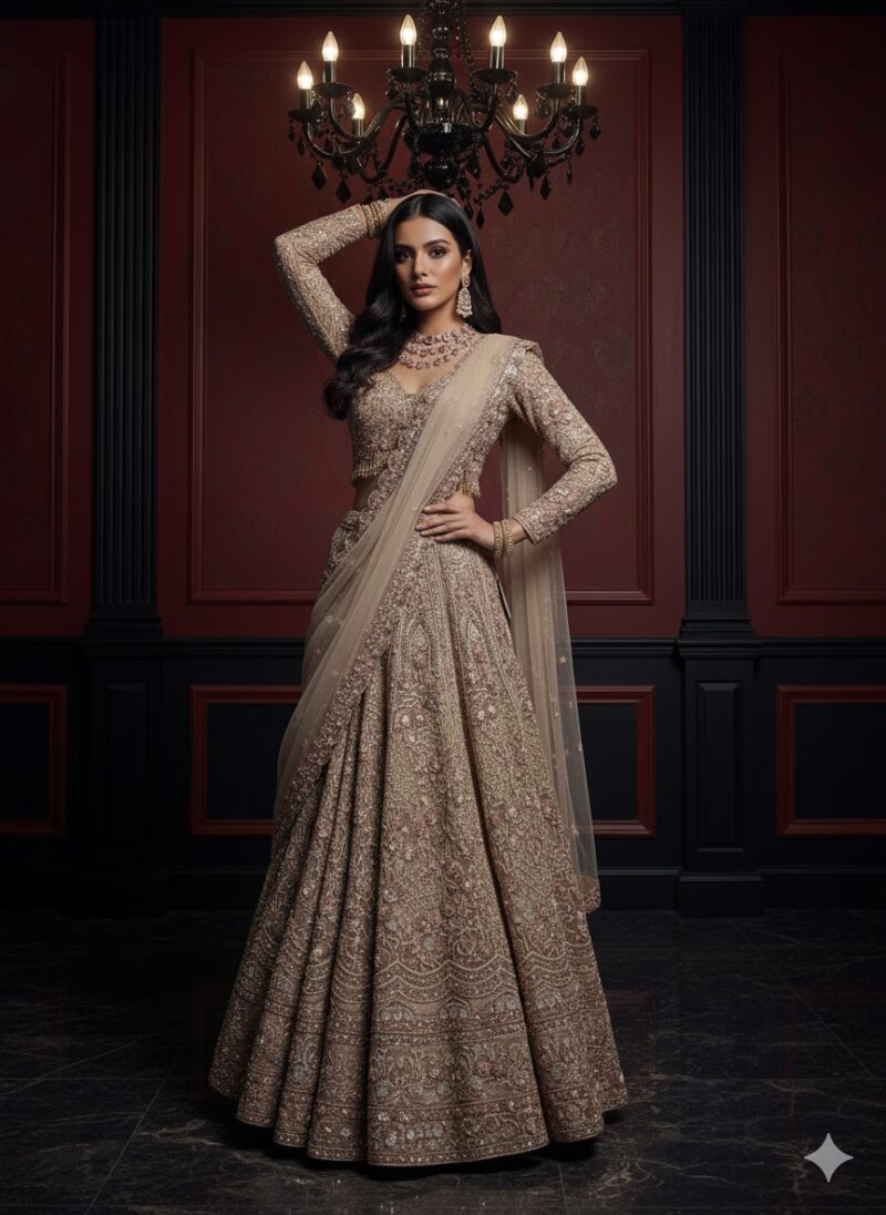 Dusty Rose Embellished Lehenga