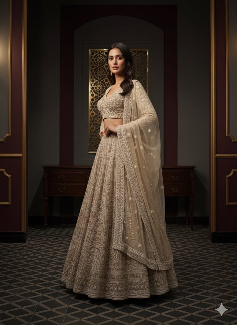 Classic Ivory Panelled Lehenga