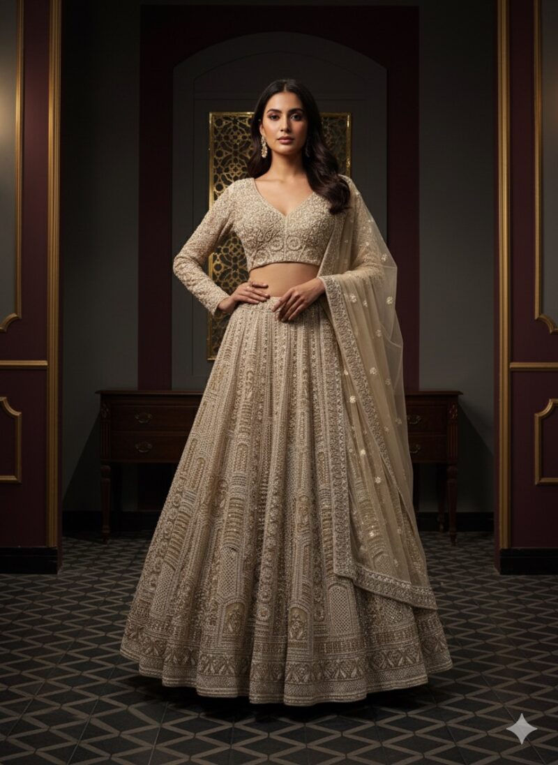 Classic Ivory Panelled Lehenga