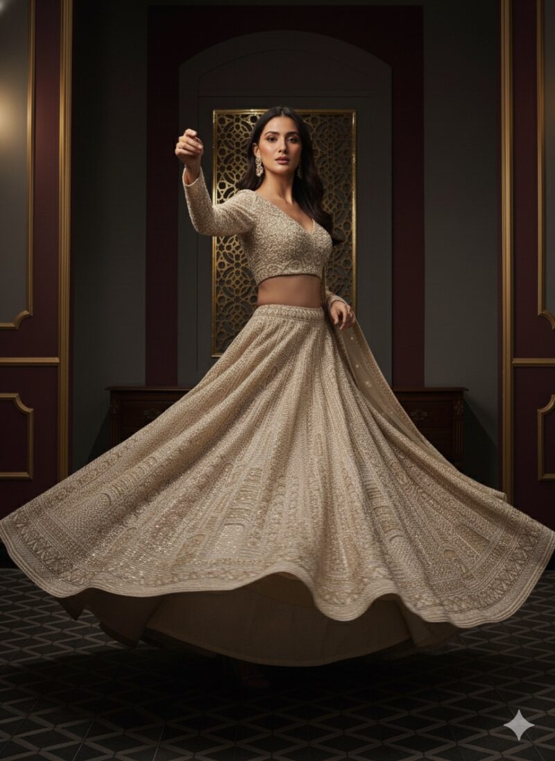 Classic Ivory Panelled Lehenga