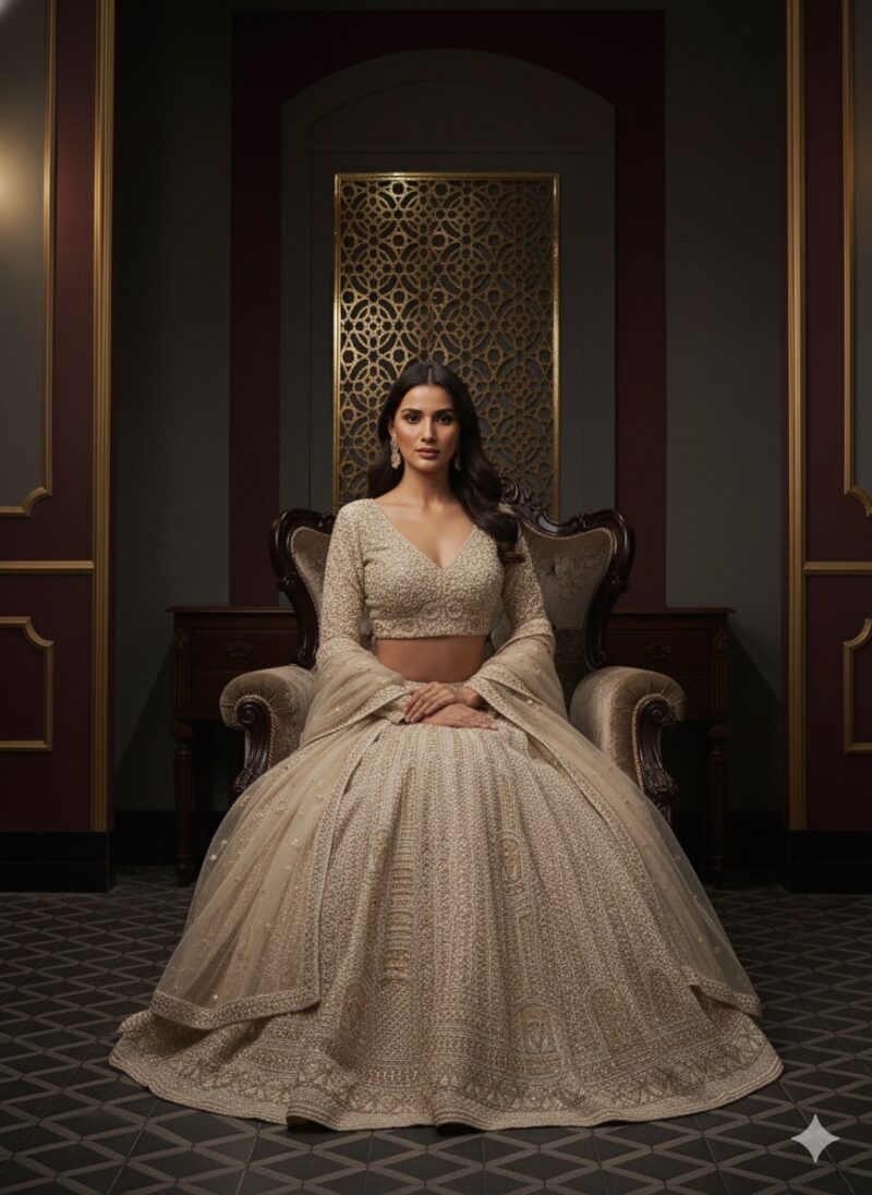 Classic Ivory Panelled Lehenga