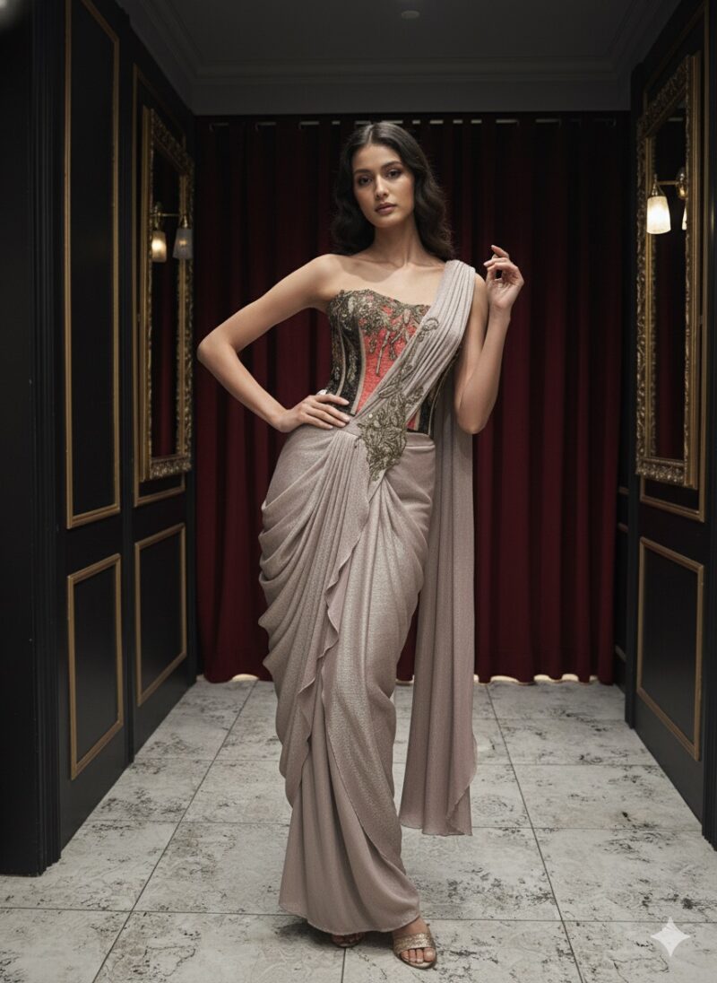 Brocade Corset with Draped Saree