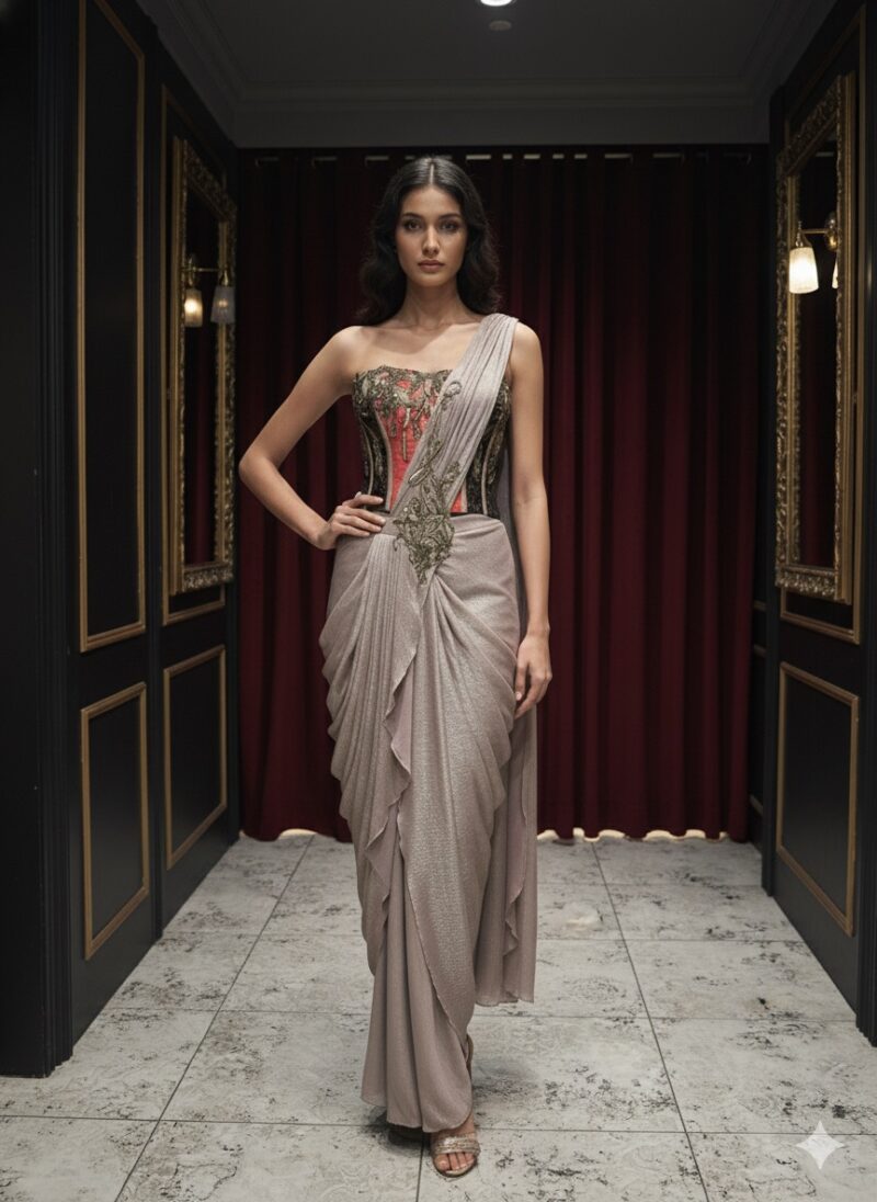 Brocade Corset with Draped Saree