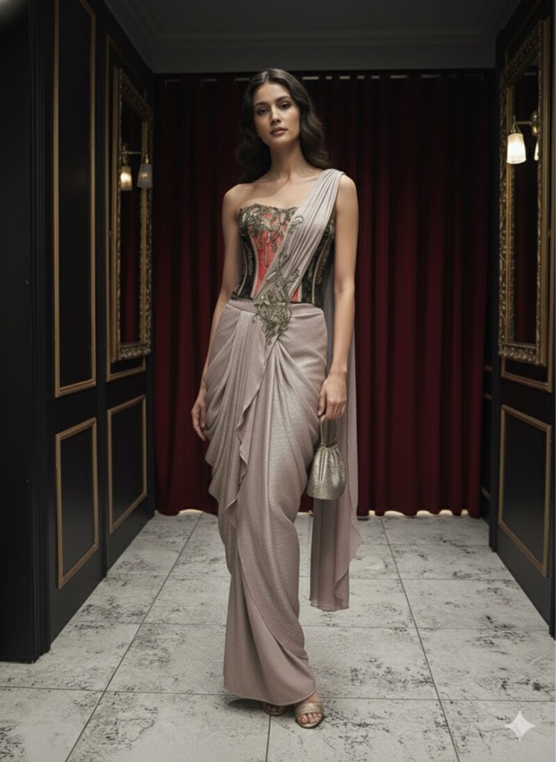 Brocade Corset with Draped Saree