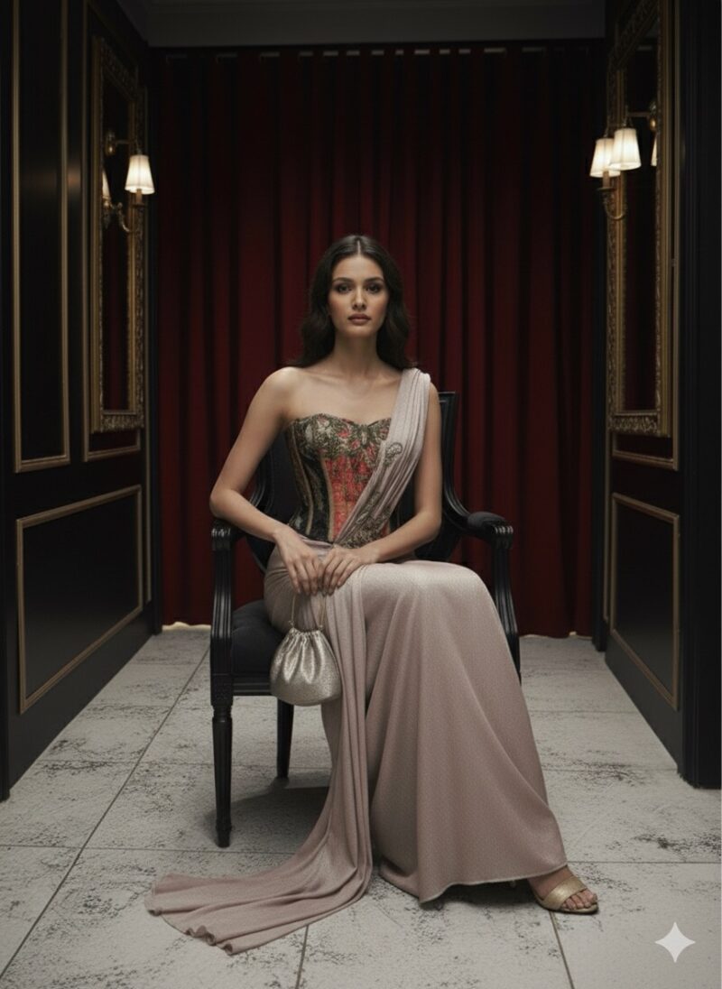 Brocade Corset with Draped Saree