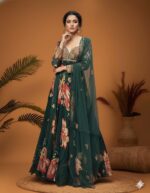 Emerald Floral Printed Anarkali