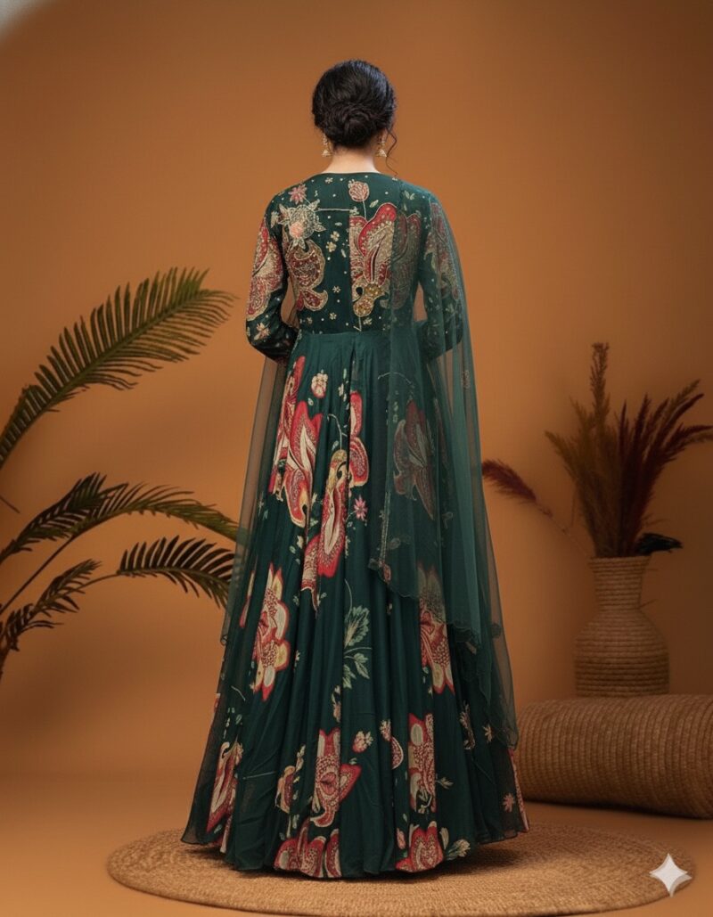 Emerald Floral Printed Anarkali