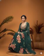 Emerald Floral Printed Anarkali