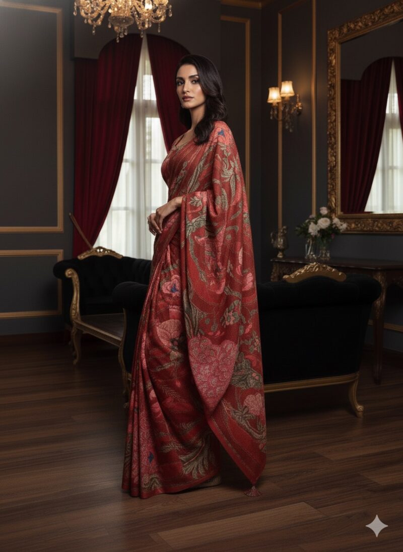 Artistic Floral Printed Saree