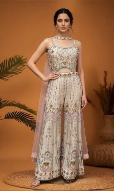 Ivory Multi threadwork Jumpsuit