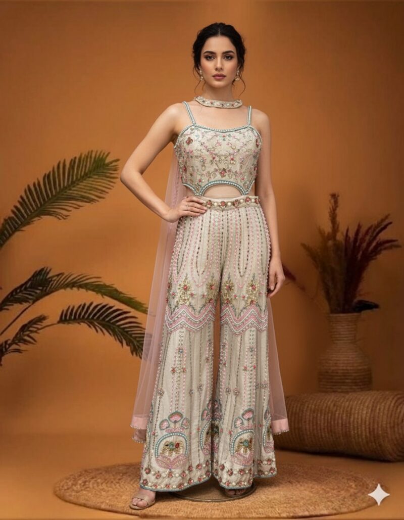 Ivory Multi threadwork Jumpsuit