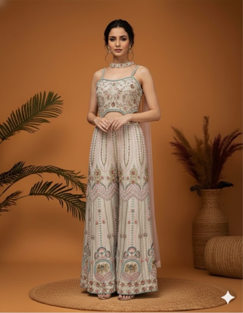 Ivory Multi threadwork Jumpsuit