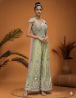 Pistachio Embroidered Indo Western Jumpsuit