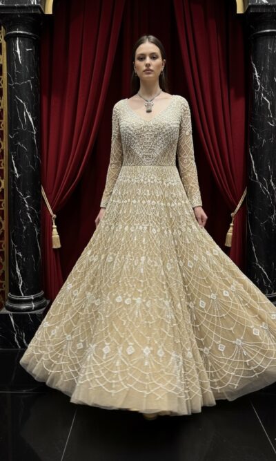 Golden Champagne Grace Embellished Gown