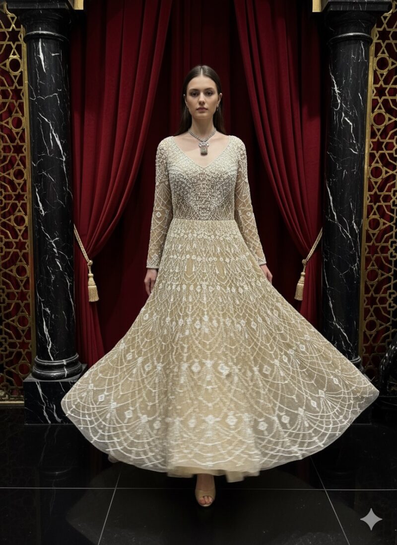 Golden Champagne Grace Embellished Gown