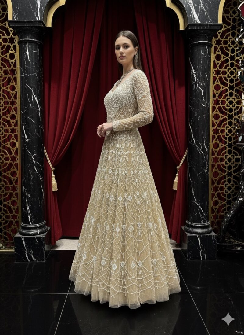 Golden Champagne Grace Embellished Gown