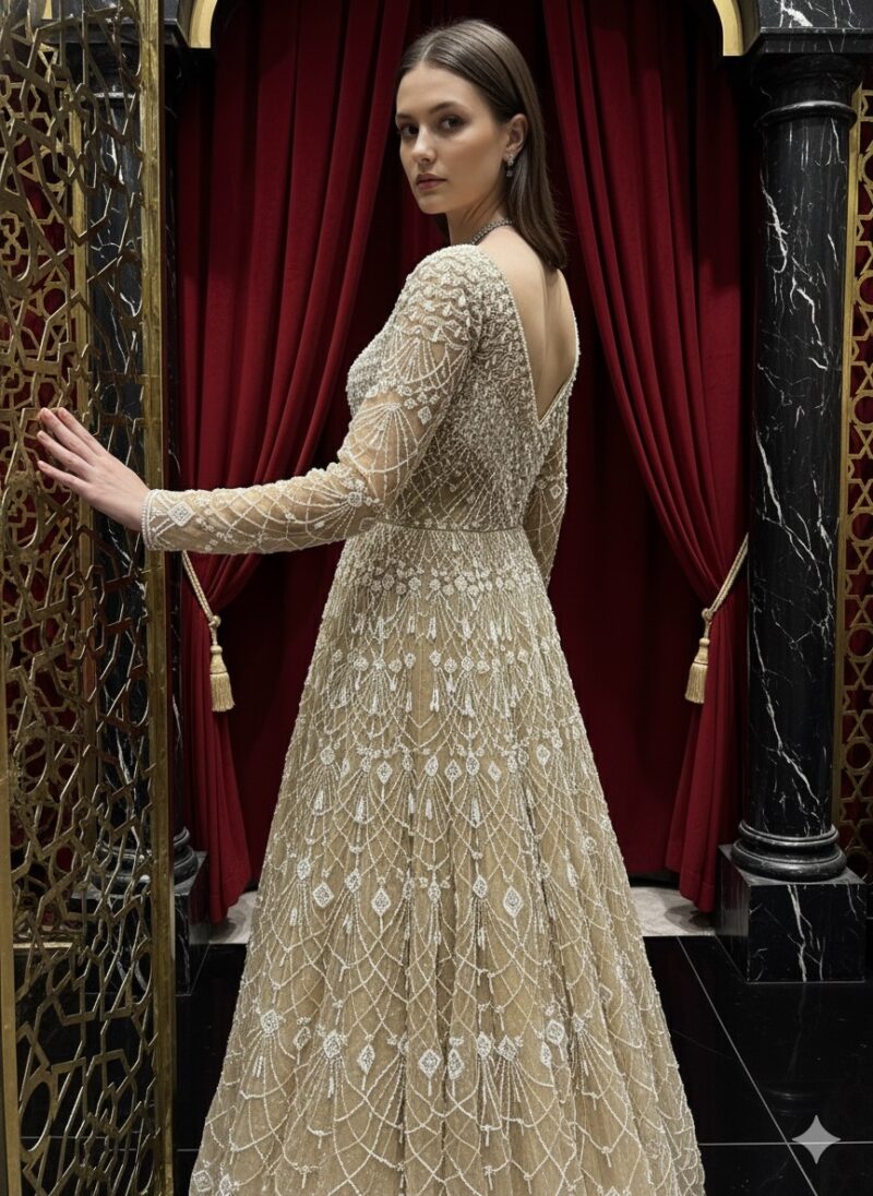 Golden Champagne Grace Embellished Gown