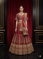 Red Regal Brocade Bridal Lehenga