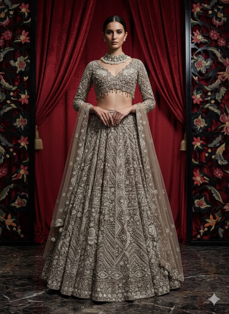 Smoky Taupe Royal Lehenga