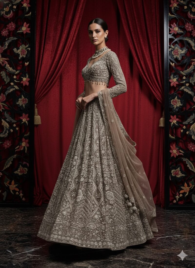Smoky Taupe Royal Lehenga