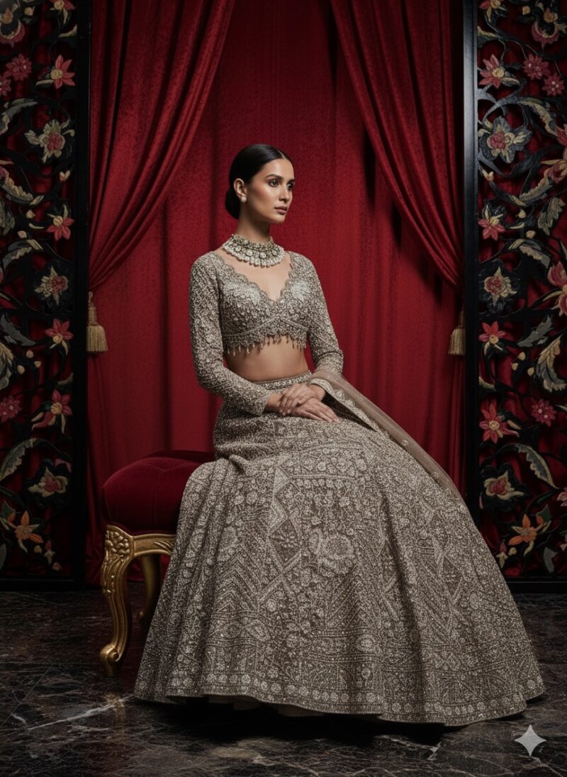 Smoky Taupe Royal Lehenga
