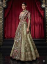 Intricately Embroidered Sage Green Lehenga