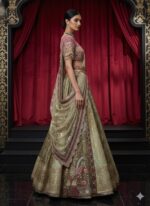 Intricately Embroidered Sage Green Lehenga
