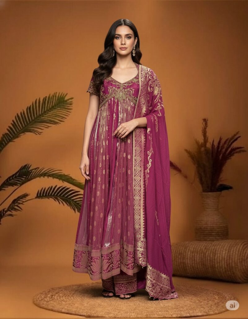 Majestic Magenta Anarkali Suit