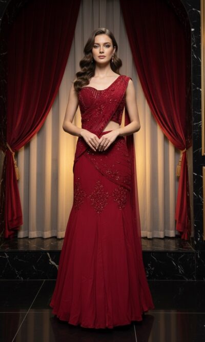 Red Drape Diva Look Saree