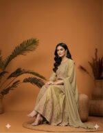 Sunlit Peach Embroidered Suit