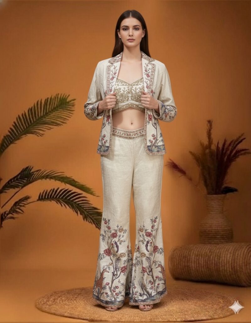 Ivory Floral Jacket Set