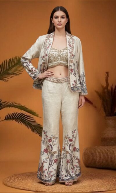 Ivory Floral Jacket Set