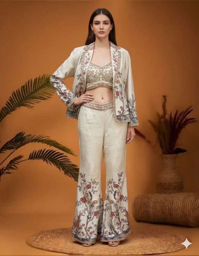 Ivory Floral Jacket Set
