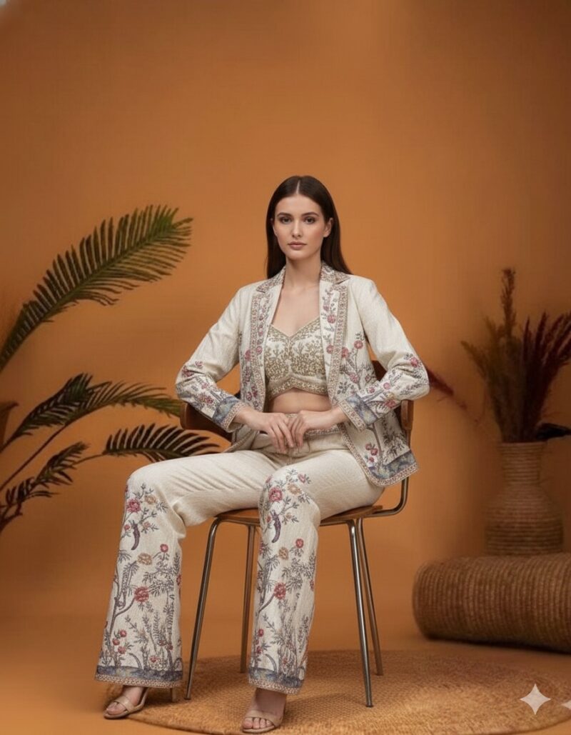 Ivory Floral Jacket Set