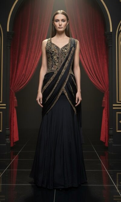 Midnight Royal Drape Saree
