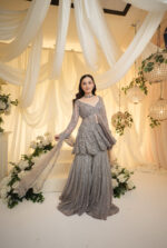 Silver Mirror Peplum Sharara Suit