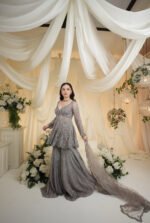 Silver Mirror Peplum Sharara Suit