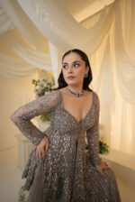 Silver Mirror Peplum Sharara Suit