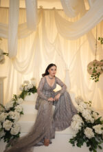 Silver Mirror Peplum Sharara Suit