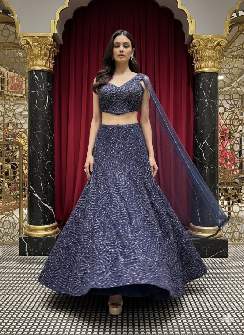 Royal Navy Embellished Lehenga