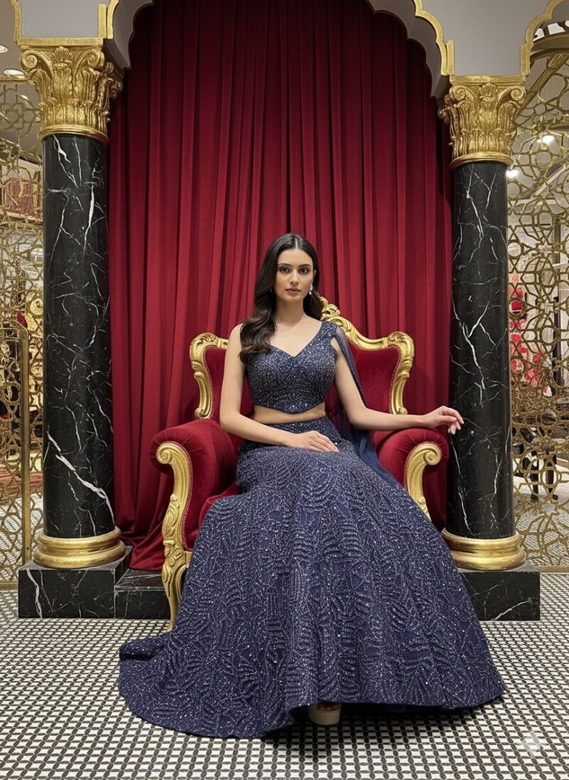 Royal Navy Embellished Lehenga