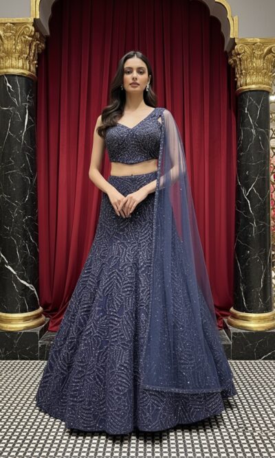 Royal Navy Embellished Lehenga