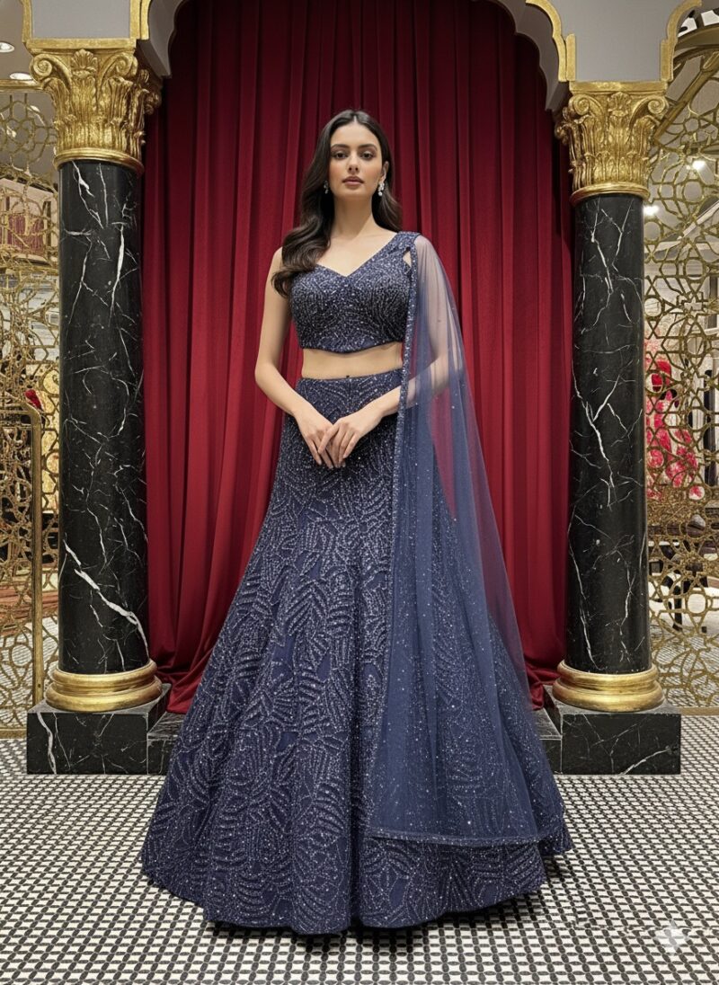Royal Navy Embellished Lehenga