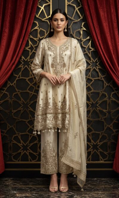 Ivory Grace Embroidered Suit Set