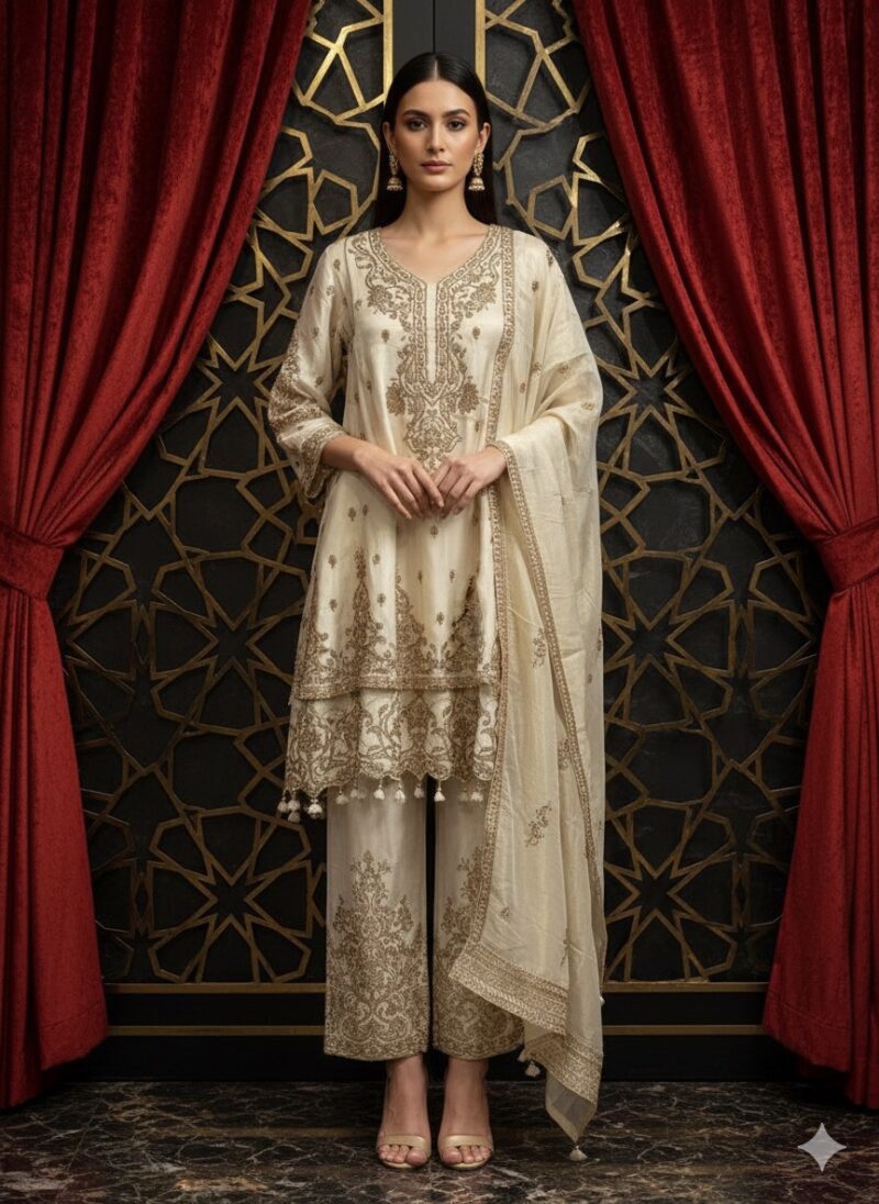 Ivory Grace Embroidered Suit Set