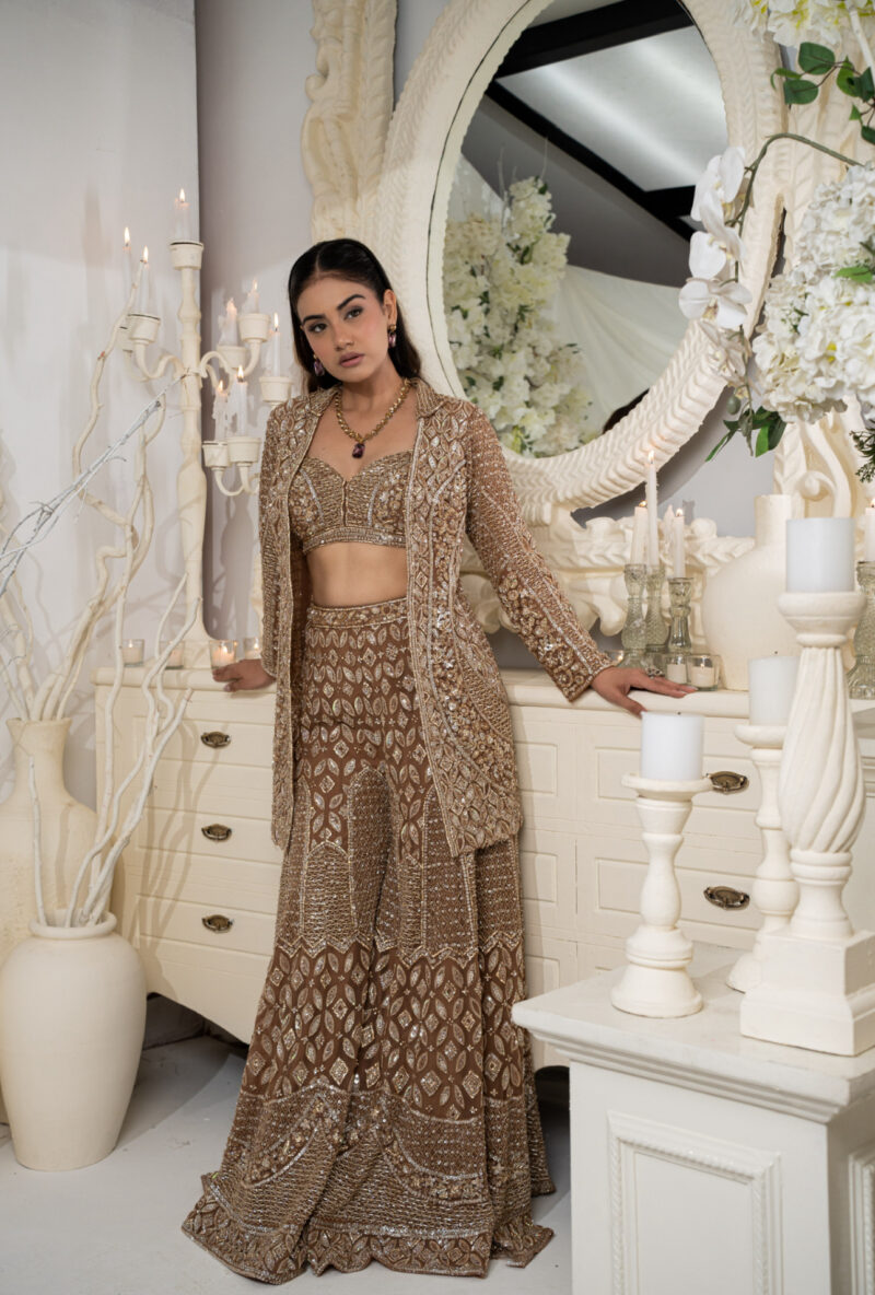 Bronze Glow Embroidered Ensemble