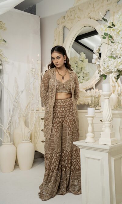 Bronze Glow Embroidered Ensemble