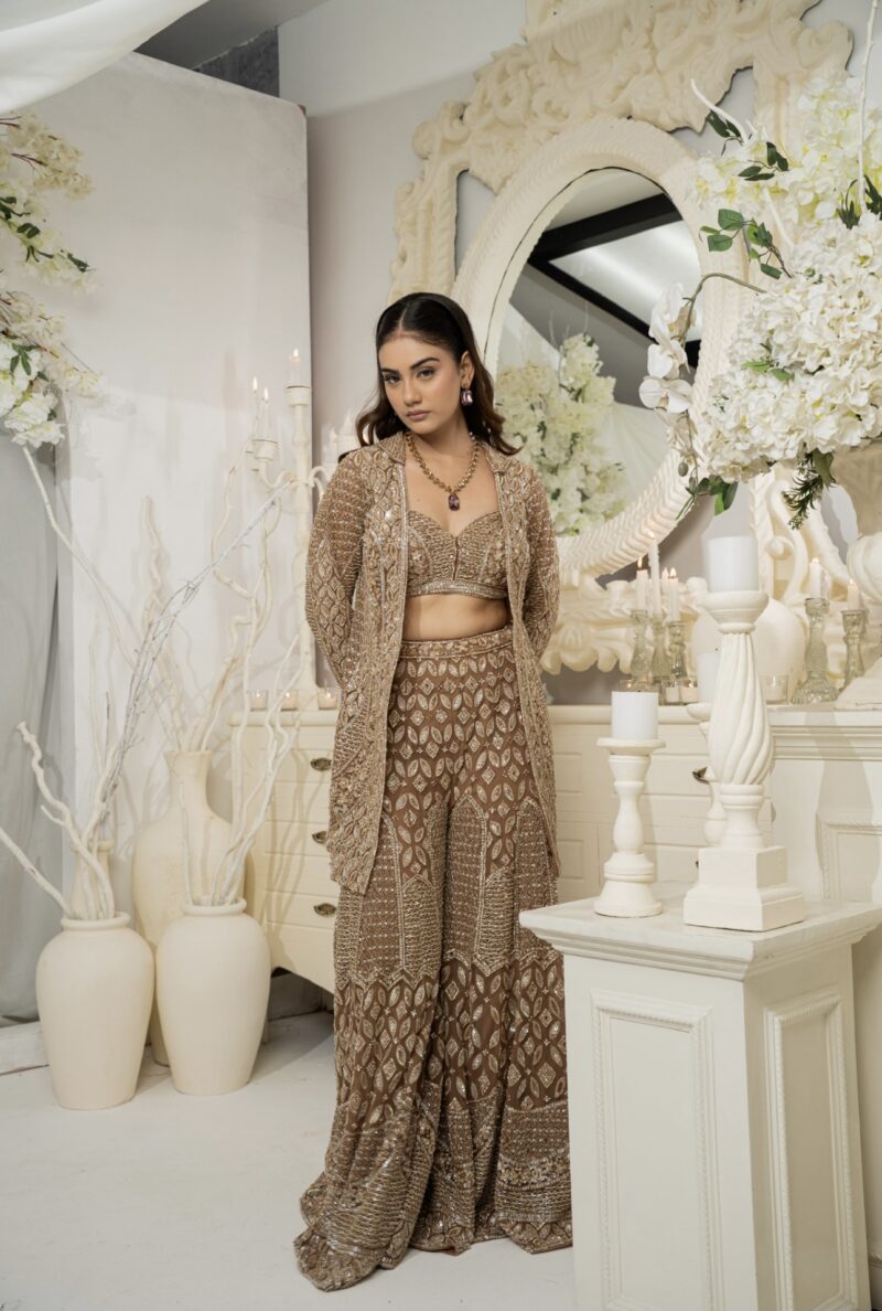 Bronze Glow Embroidered Ensemble