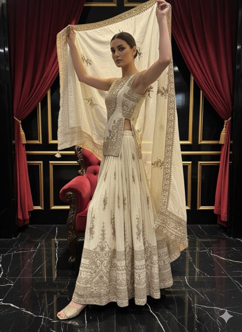 Regal Ivory Kurta Skirt Set