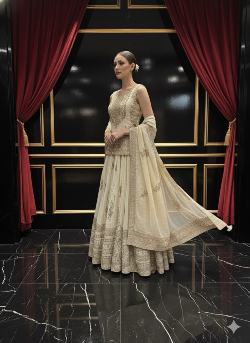 Regal Ivory Kurta Skirt Set